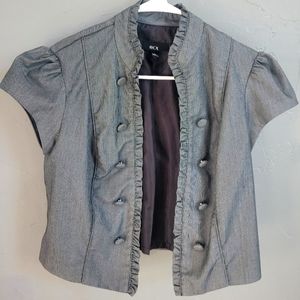 Vintage top vest overcoat charcoal Pinstripe Y2k 2000s bcx